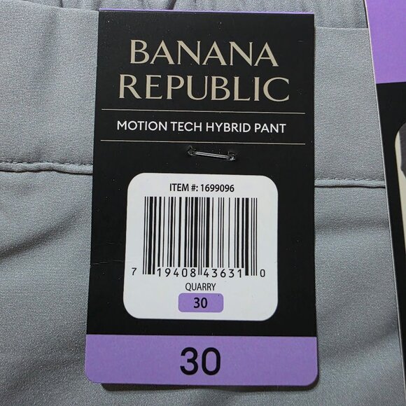 Banana Republic Motion Tech Hybrid Pants Mens Sz 30x39 & 34x42 Gray Performance - Picture 14 of 15
